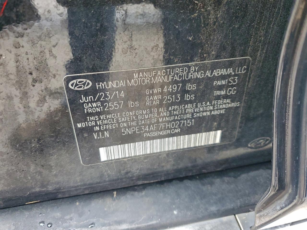 2015 Hyundai Sonata Sport VIN: 5NPE34AF7FH027151 Lot: 94709485