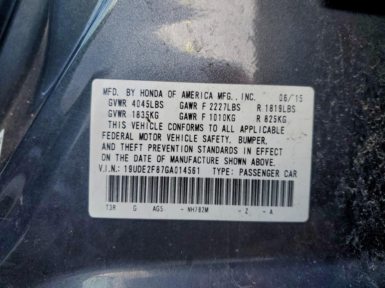 2016 Acura Ilx Premium VIN: 19UDE2F87GA014561 Lot: 96551315