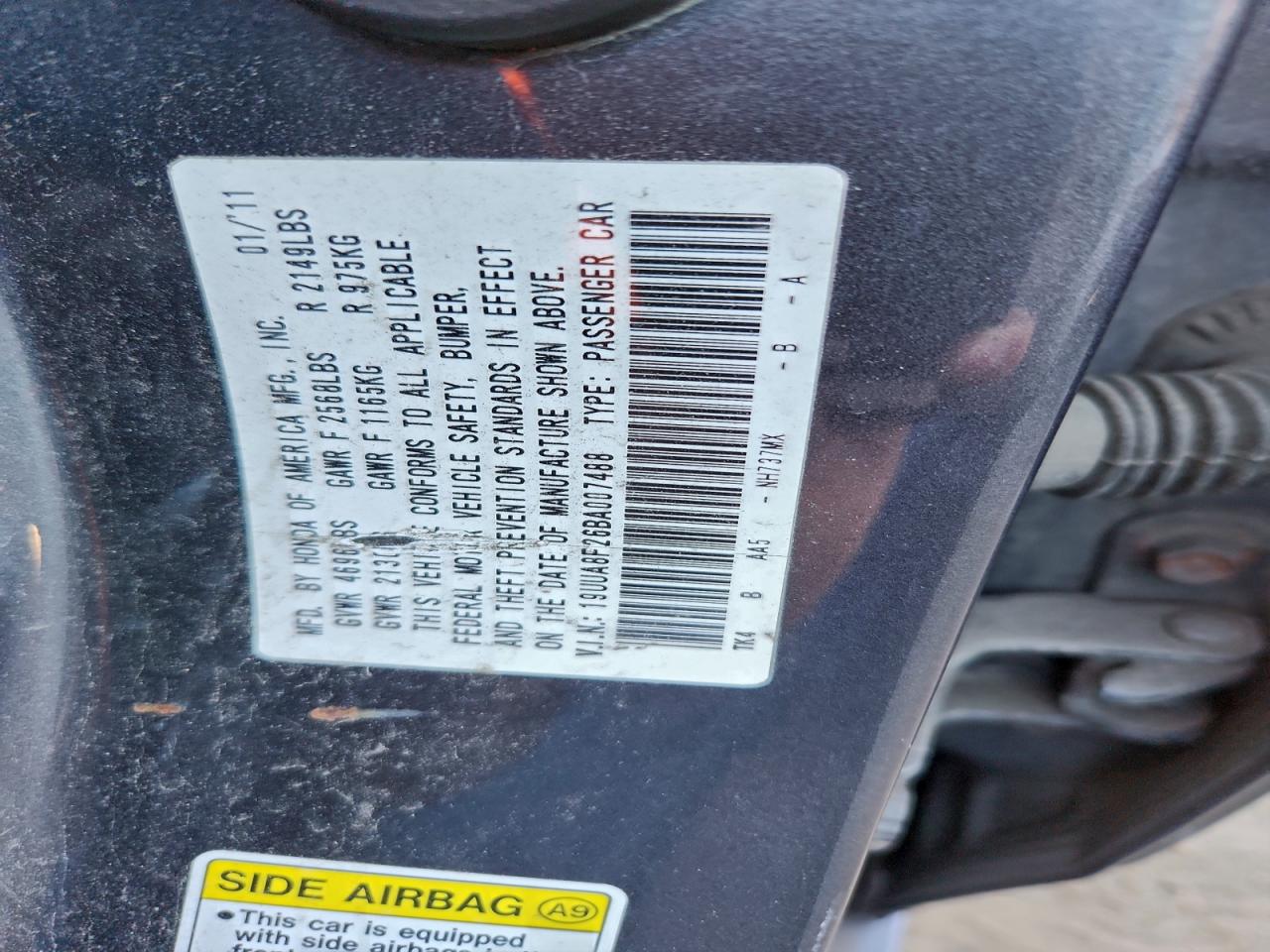 2011 Acura Tl VIN: 19UUA8F26BA007488 Lot: 94446325