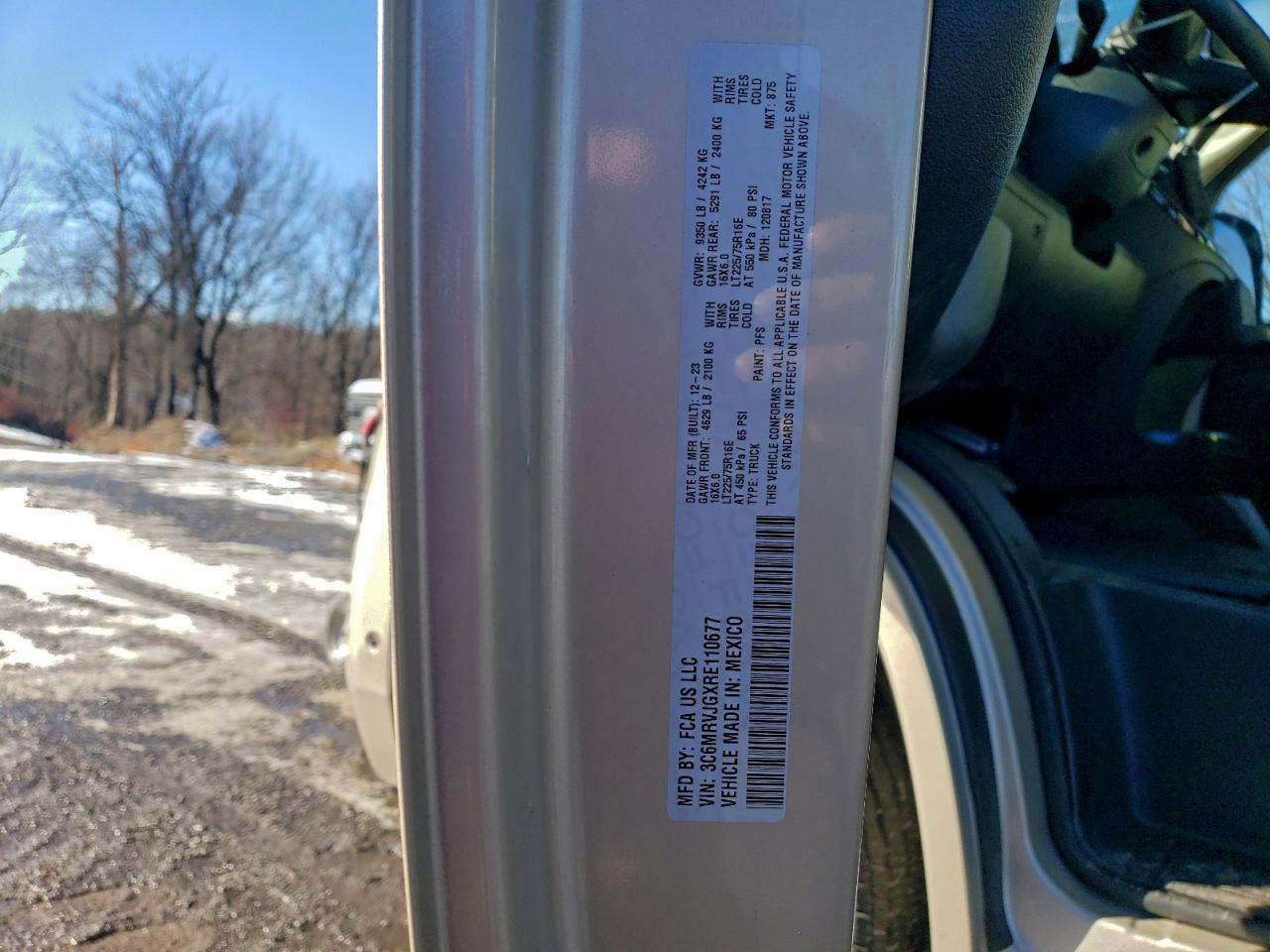 2024 Ram Promaster 3500 3500 High VIN: 3C6MRVJGXRE110677 Lot: 96921635