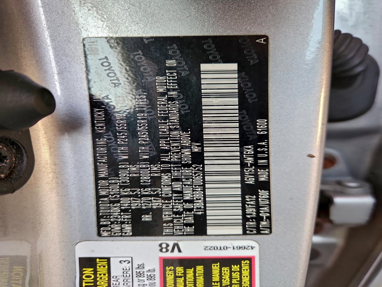 2015 Toyota Venza Le VIN: 4T3BA3BB4FU065752 Lot: 93735935