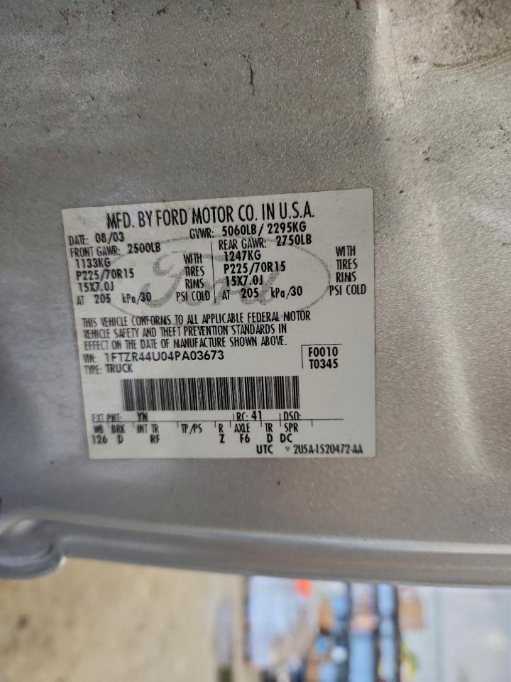 2004 Ford Ranger Super Cab VIN: 1FTZR44U04PA03673 Lot: 95439495