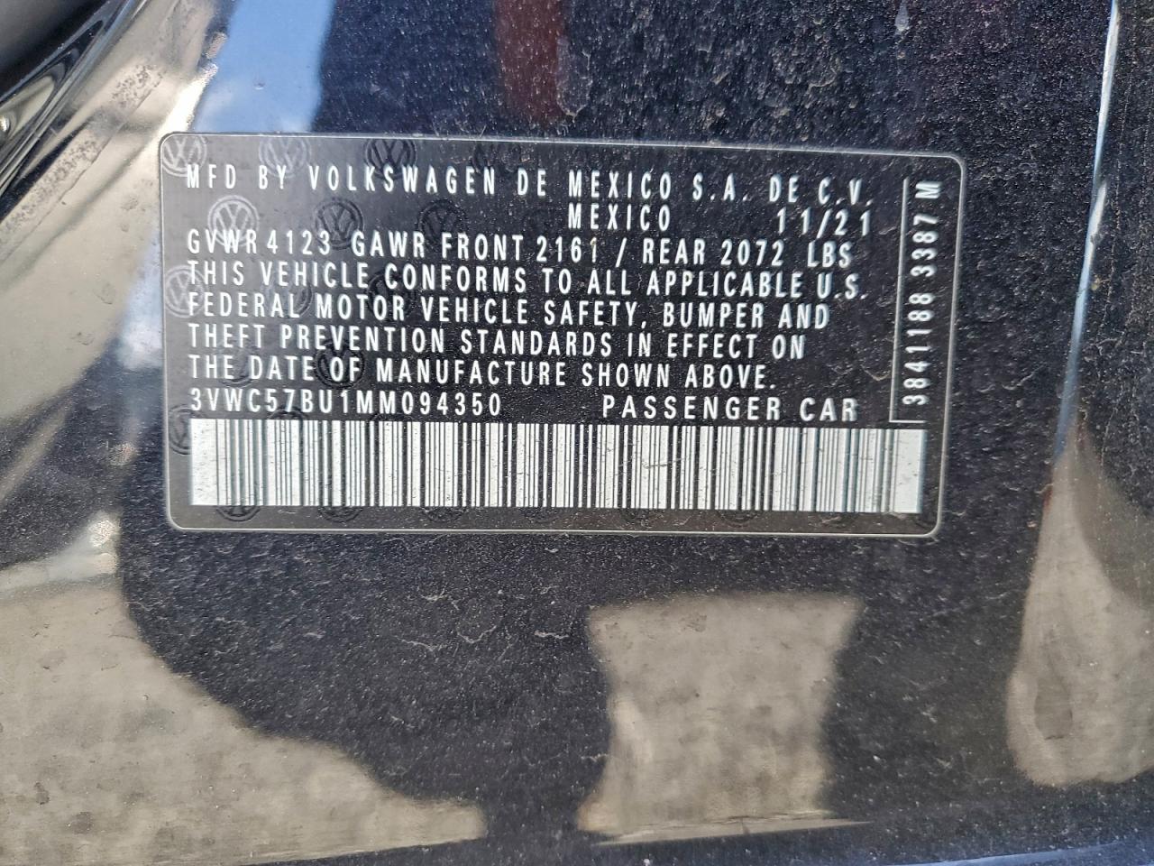 2021 Volkswagen Jetta S VIN: 3VWC57BU1MM094350 Lot: 94681735