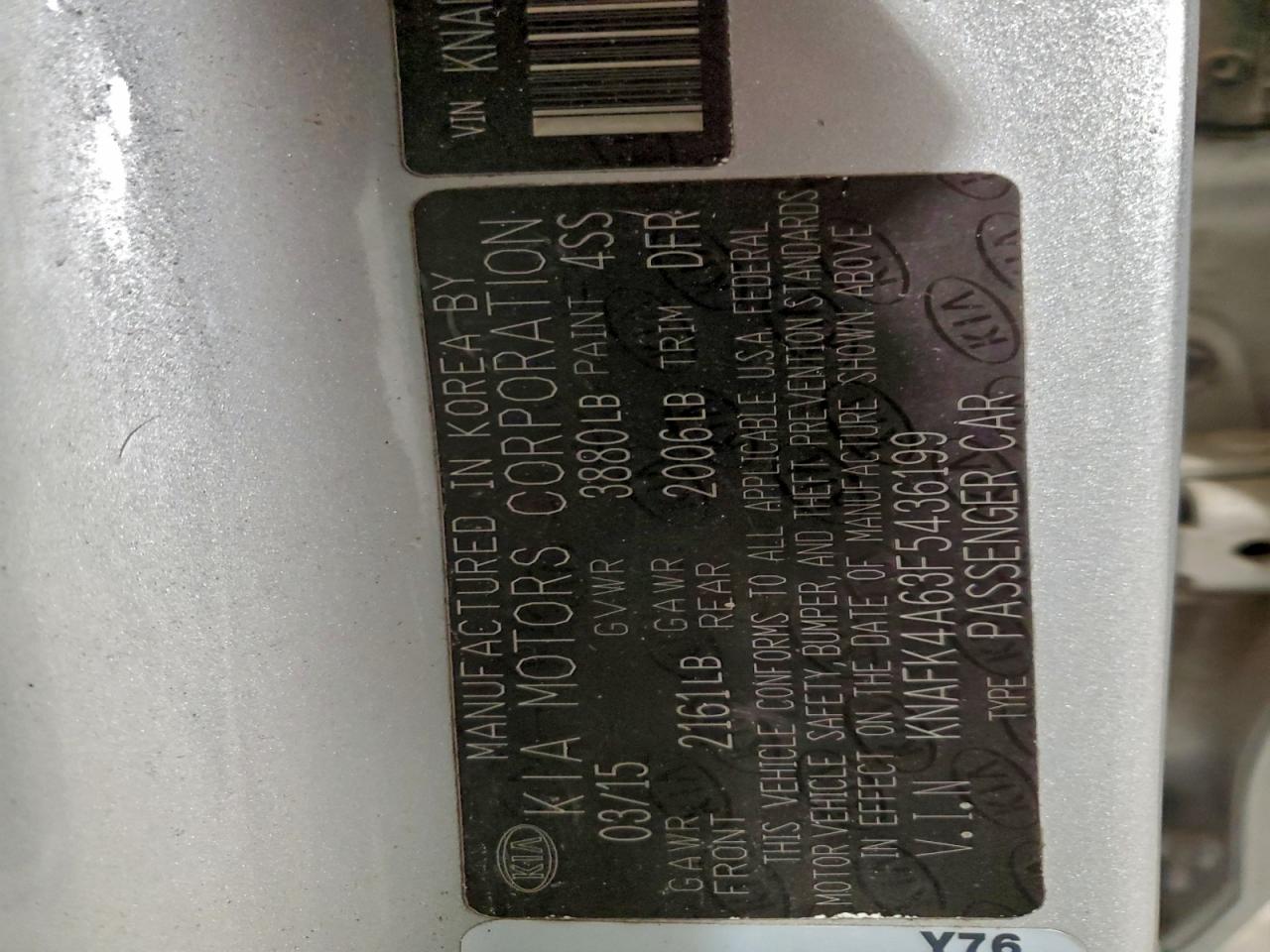 2015 Kia Forte Lx VIN: KNAFK4A63F5436199 Lot: 96224205