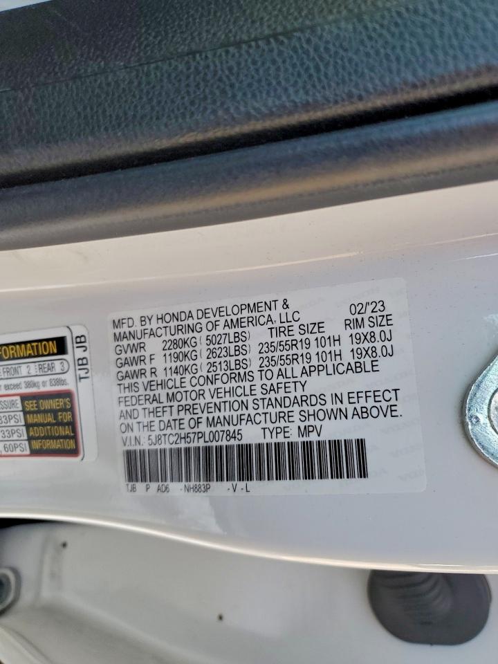 2023 Acura Rdx Technology VIN: 5J8TC2H57PL007845 Lot: 95205935