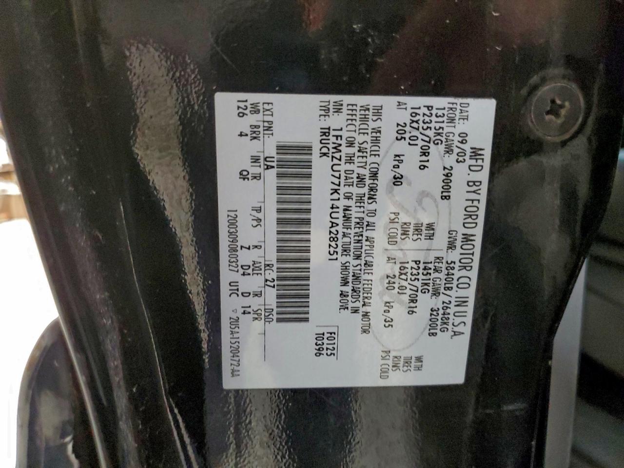 2004 Ford Explorer Sport Trac VIN: 1FMZU77K14UA28251 Lot: 96048085