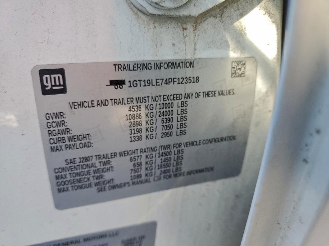 2023 GMC Sierra K2500 Heavy Duty VIN: 1GT19LE74PF123518 Lot: 96745005