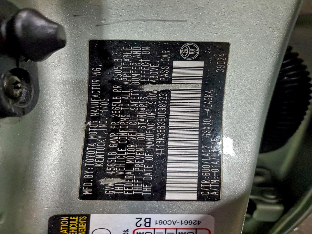 2006 Toyota Avalon Xl VIN: 4T1BK36B36U098323 Lot: 94558255