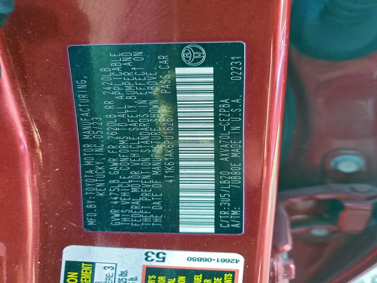 2023 Toyota Camry Xse VIN: 4T1K61AK6PU162677 Lot: 94848845