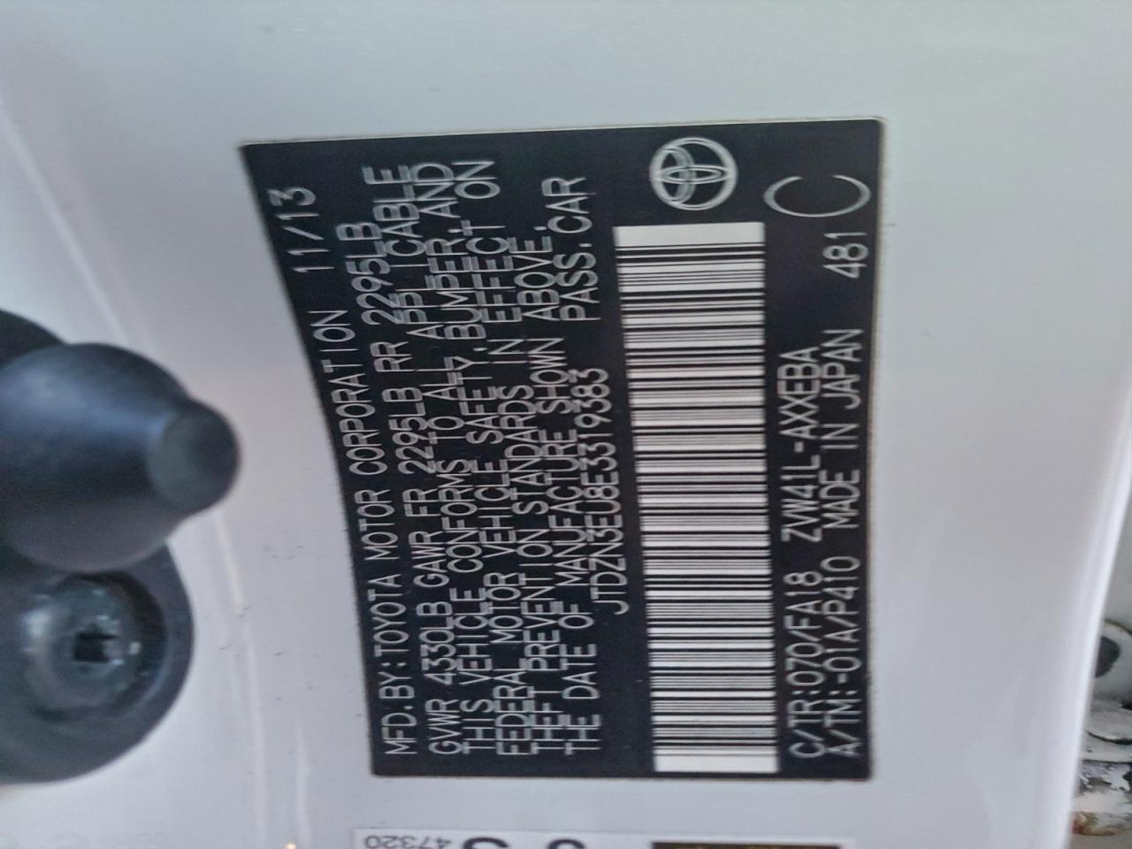 2014 Toyota Prius V VIN: JTDZN3EU8E3319383 Lot: 95143495