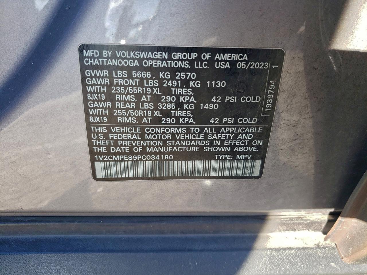 2023 Volkswagen Id.4 Pro VIN: 1V2CMPE89PC034180 Lot: 95037885