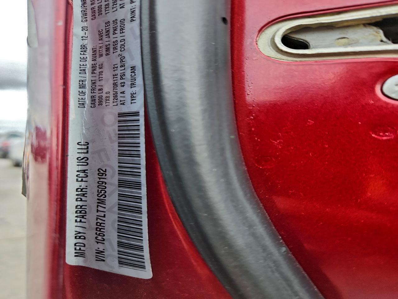 2021 Ram 1500 Classic Slt VIN: 1C6RR7LT7MS509192 Lot: 96129675