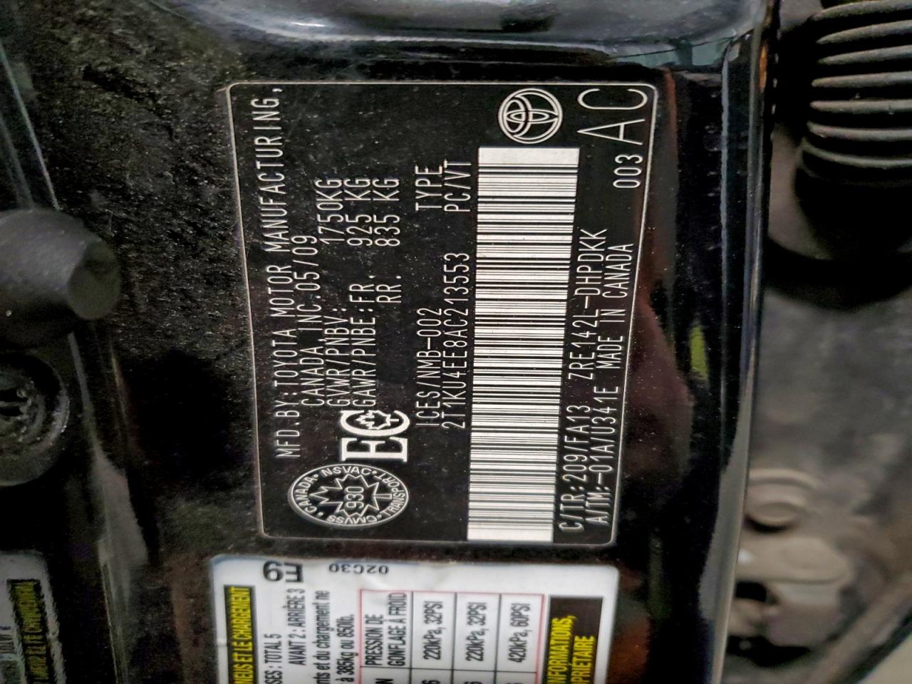 2010 Toyota Corolla Matrix VIN: 2T1KU4EE8AC213553 Lot: 95502985