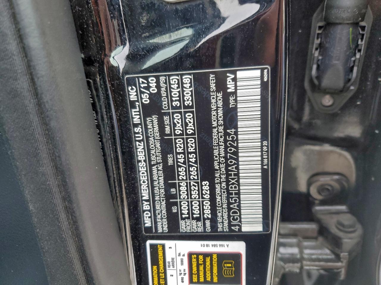 2017 Mercedes-Benz Gle 350 4Matic VIN: 4JGDA5HBXHA979254 Lot: 94638375