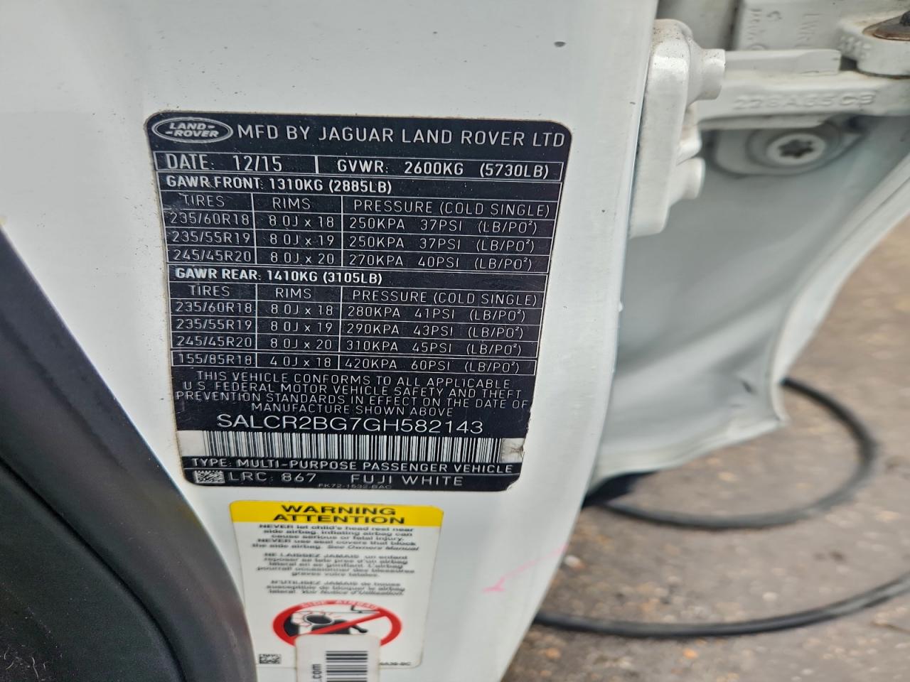 2016 Land Rover Discovery Sport Hse VIN: SALCR2BG7GH582143 Lot: 93770675