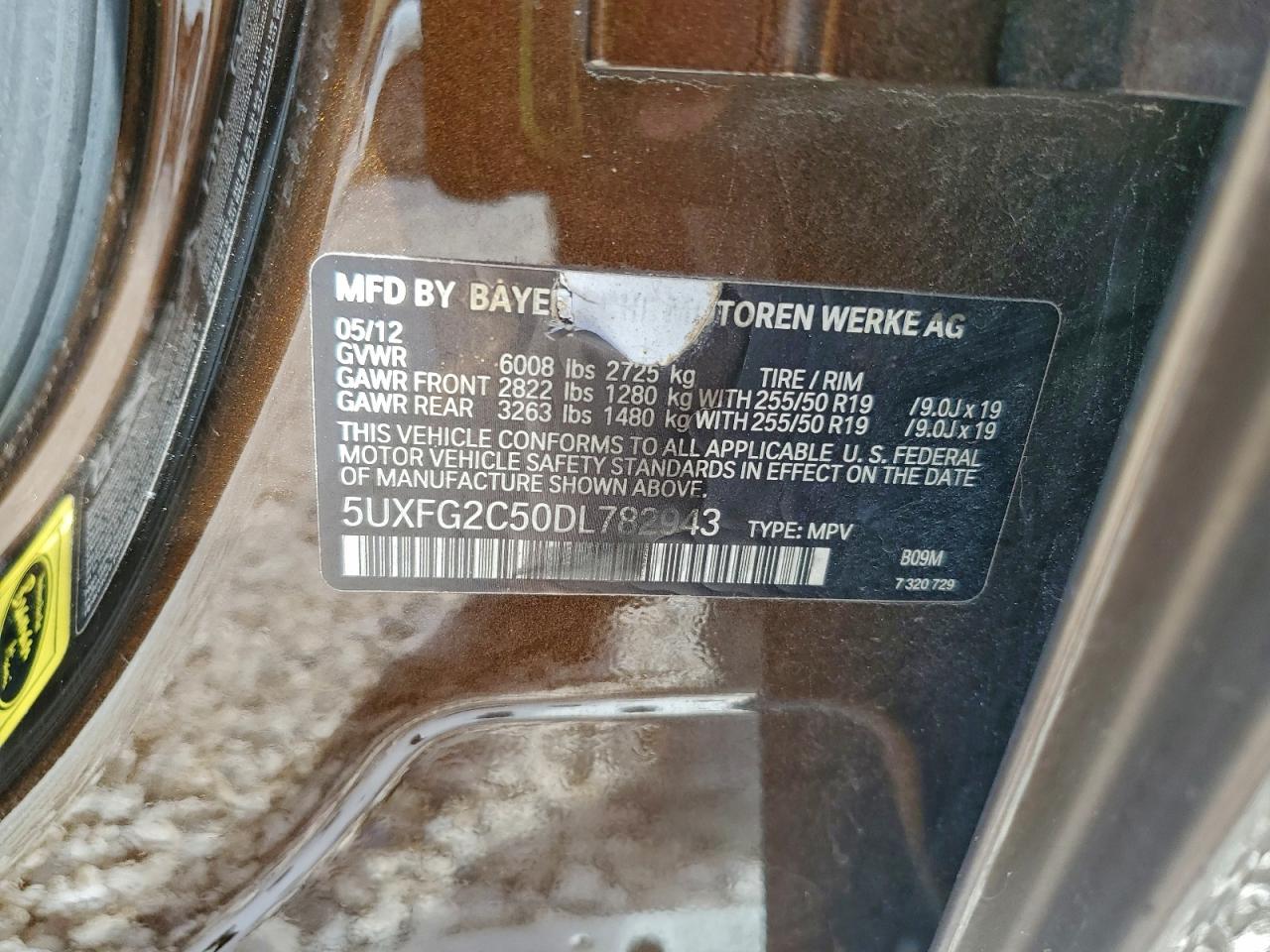 2013 BMW X6 xDrive35I VIN: 5UXFG2C50DL782943 Lot: 95325795