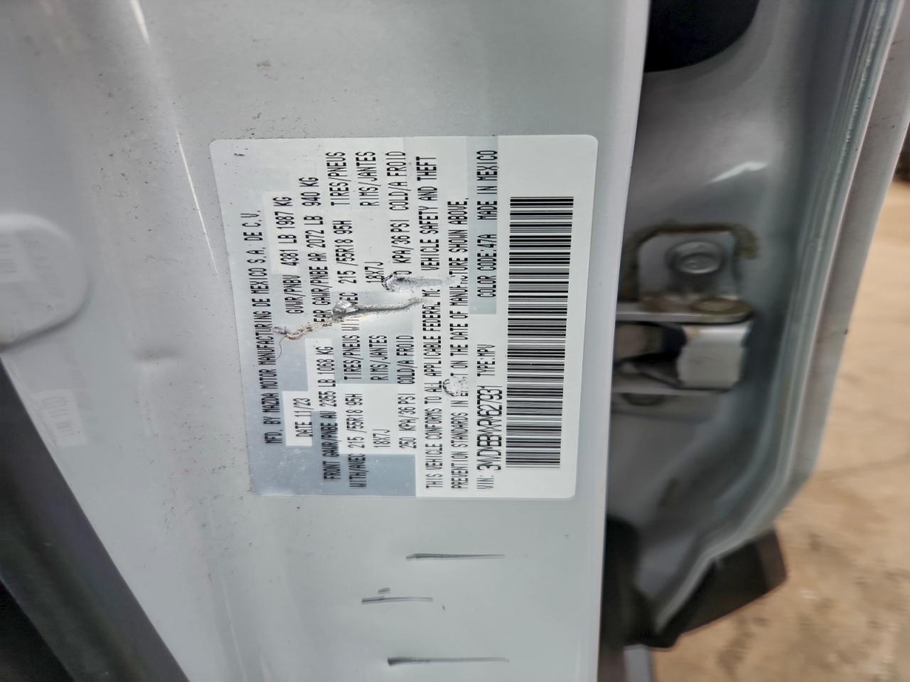 2024 Mazda Cx-30 Select VIN: 3MVDMBBMXRM627931 Lot: 95934205