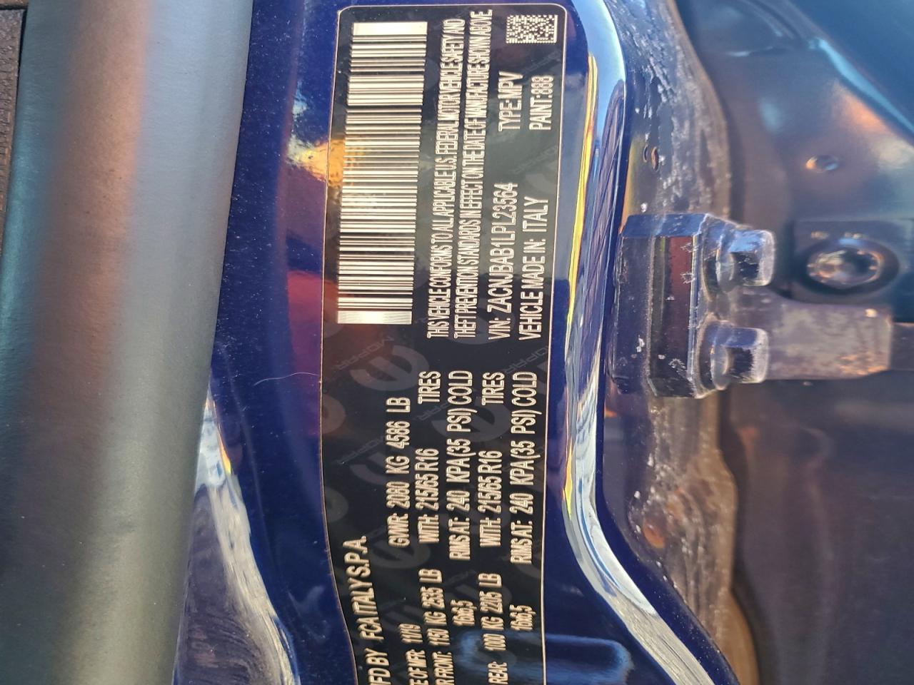 2020 Jeep Renegade Sport VIN: ZACNJBAB1LPL23564 Lot: 97668805