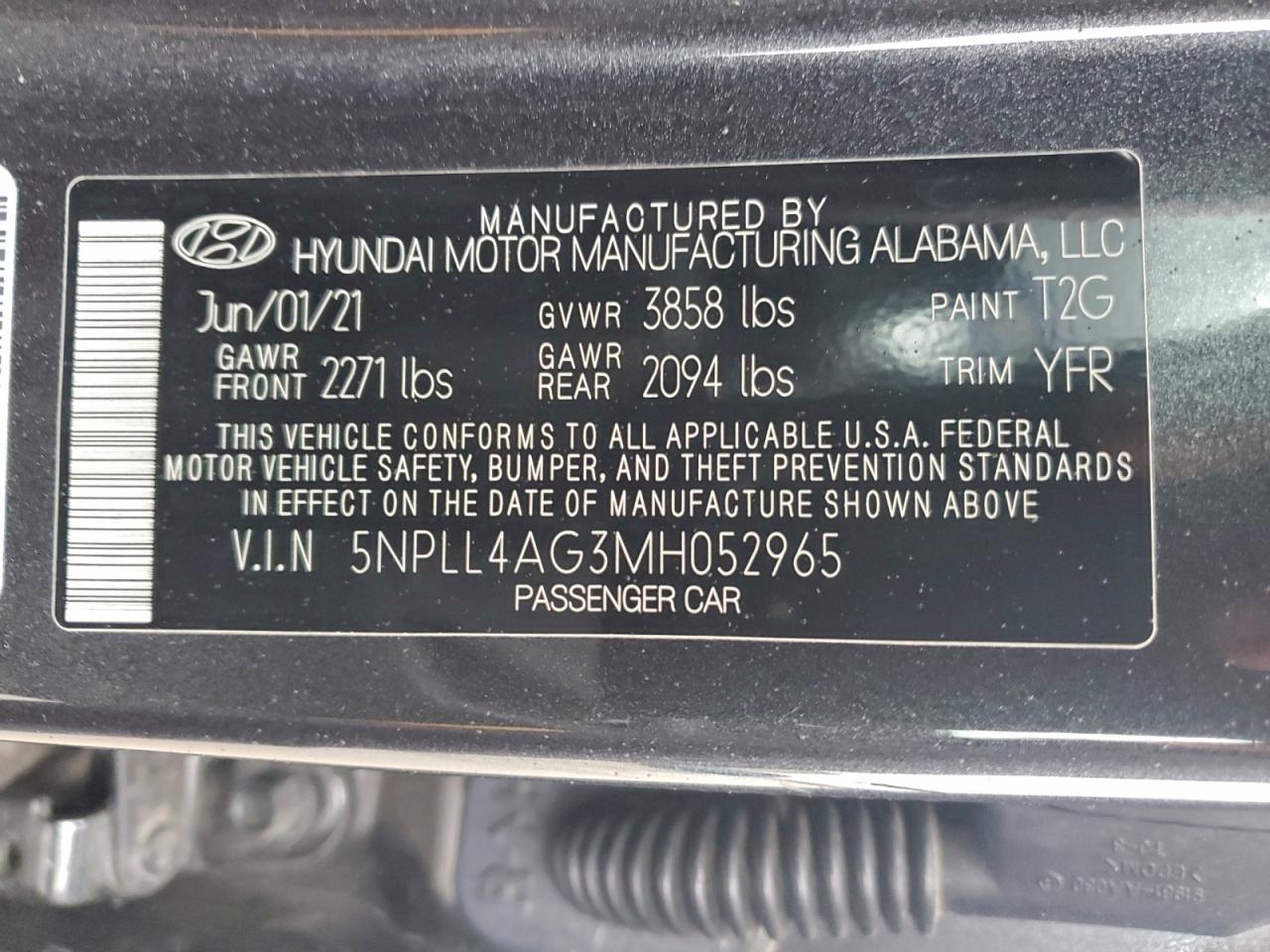 2021 Hyundai Elantra Se VIN: 5NPLL4AG3MH052965 Lot: 94122445