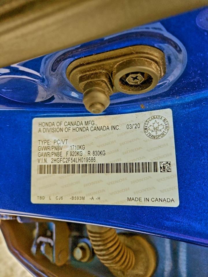 2020 Honda Civic Lx VIN: 2HGFC2F54LH019586 Lot: 94975685