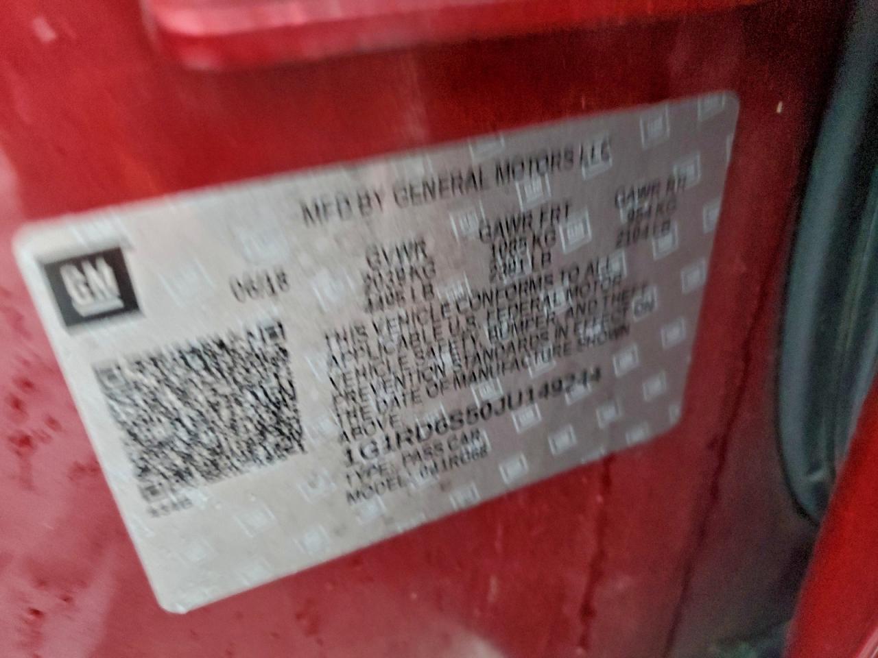 2018 Chevrolet Volt Premier VIN: 1G1RD6S50JU149244 Lot: 96177695