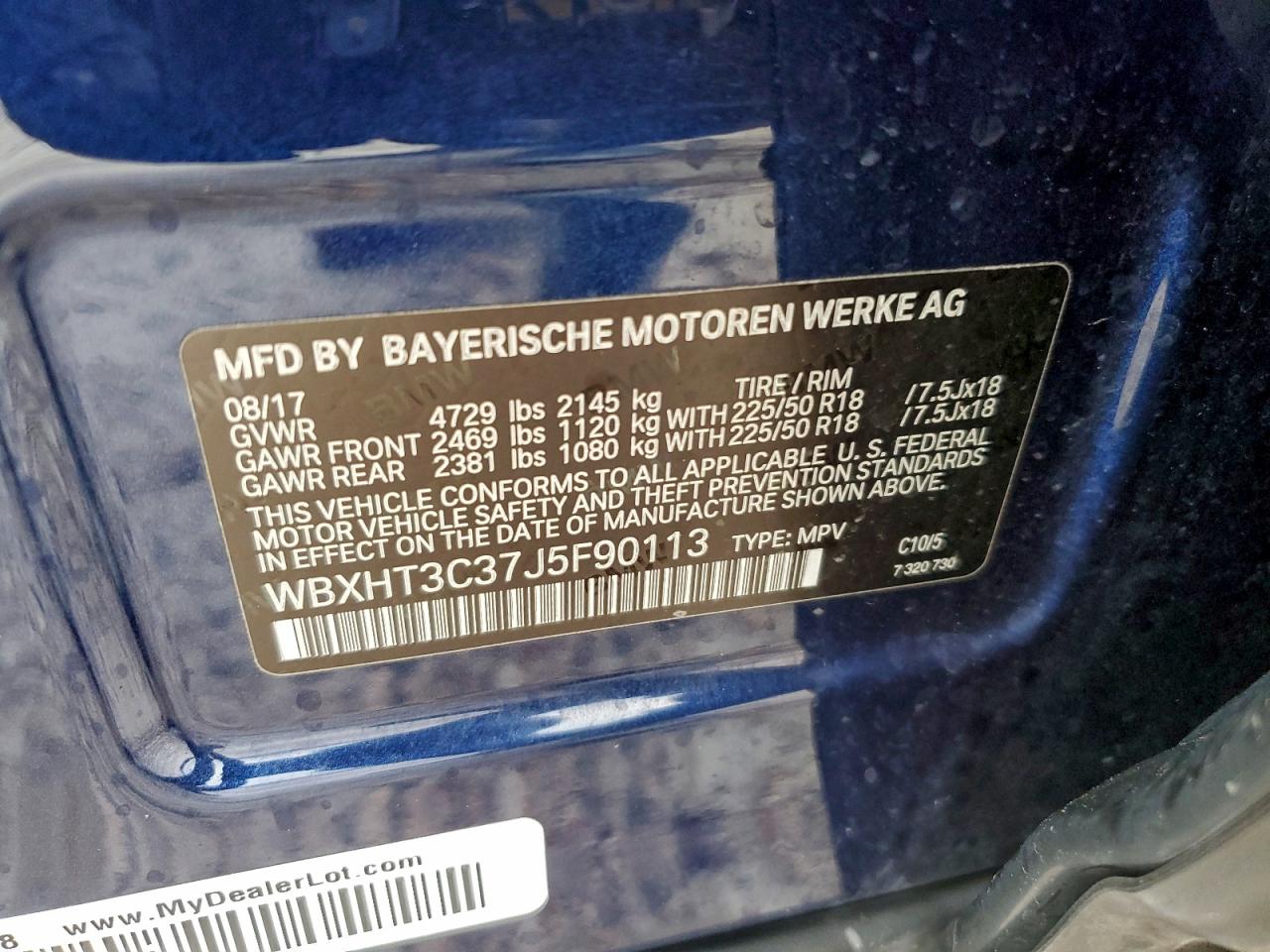 2018 BMW X1 xDrive28I VIN: WBXHT3C37J5F90113 Lot: 95515205