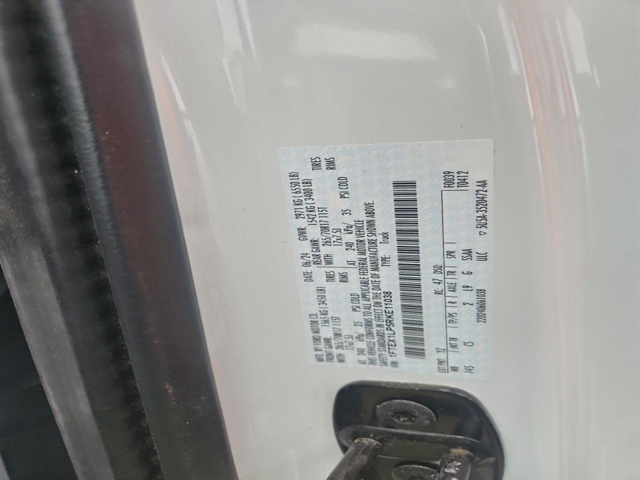 2024 Ford F150 Xl VIN: 1FTEX1LP5RKE11038 Lot: 96669965