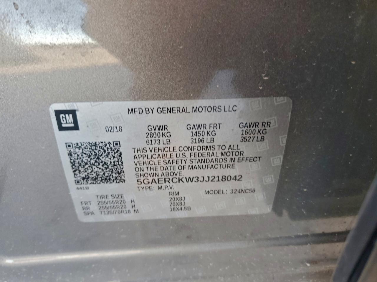 2018 Buick Enclave Premium VIN: 5GAERCKW3JJ218042 Lot: 97162735