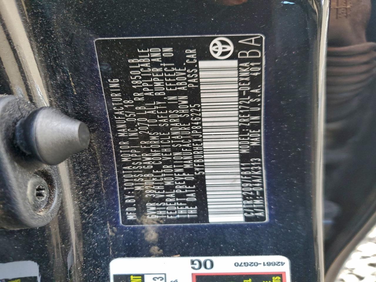 2018 Toyota Corolla L VIN: 5YFBURHEXJP846225 Lot: 97040315