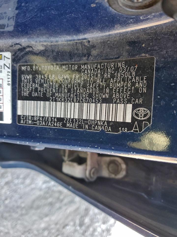 2007 Toyota Corolla Matrix Xr VIN: 2T1KR32E87C670453 Lot: 94807625