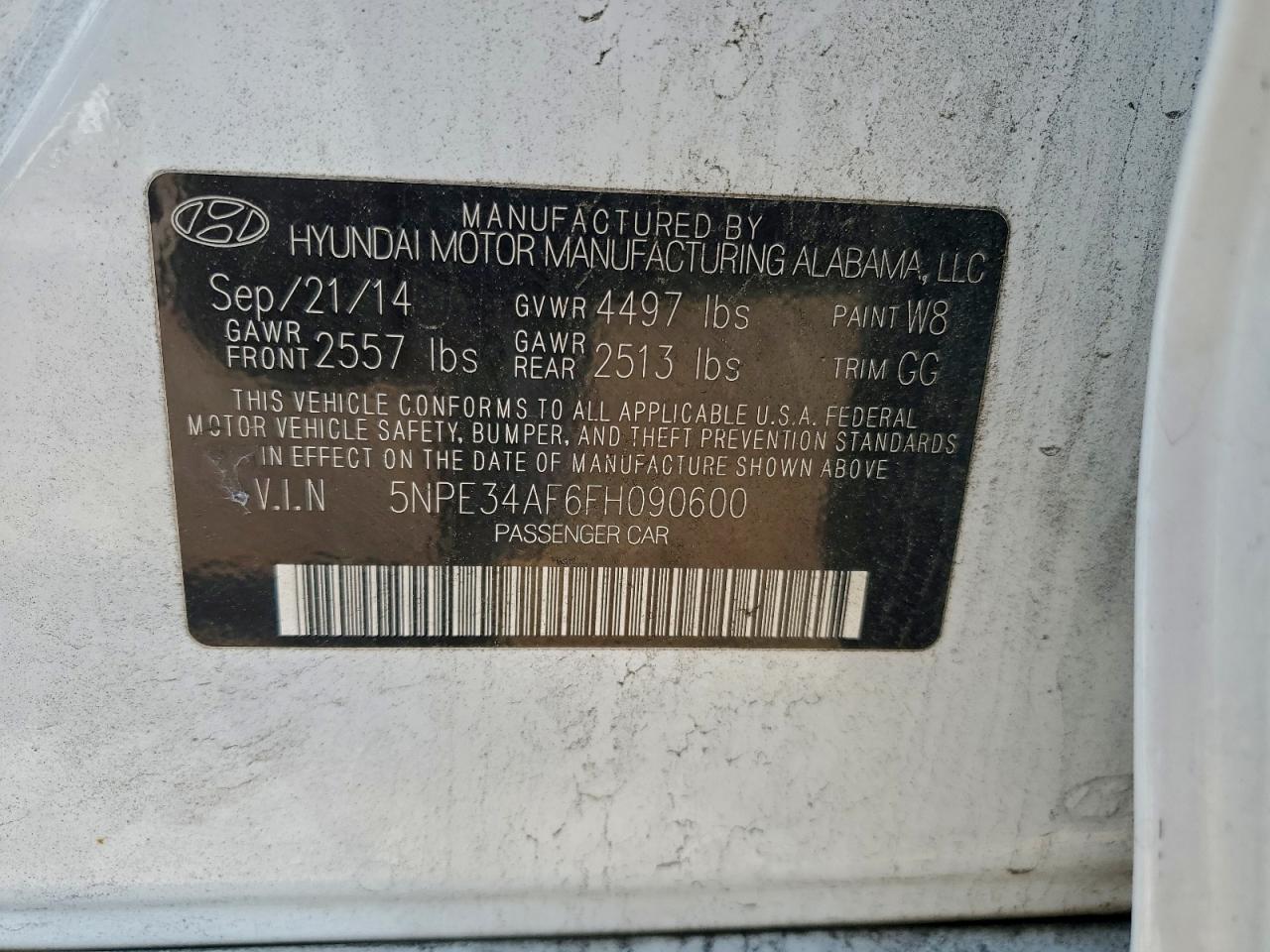 2015 Hyundai Sonata Sport VIN: 5NPE34AF6FH090600 Lot: 97853565