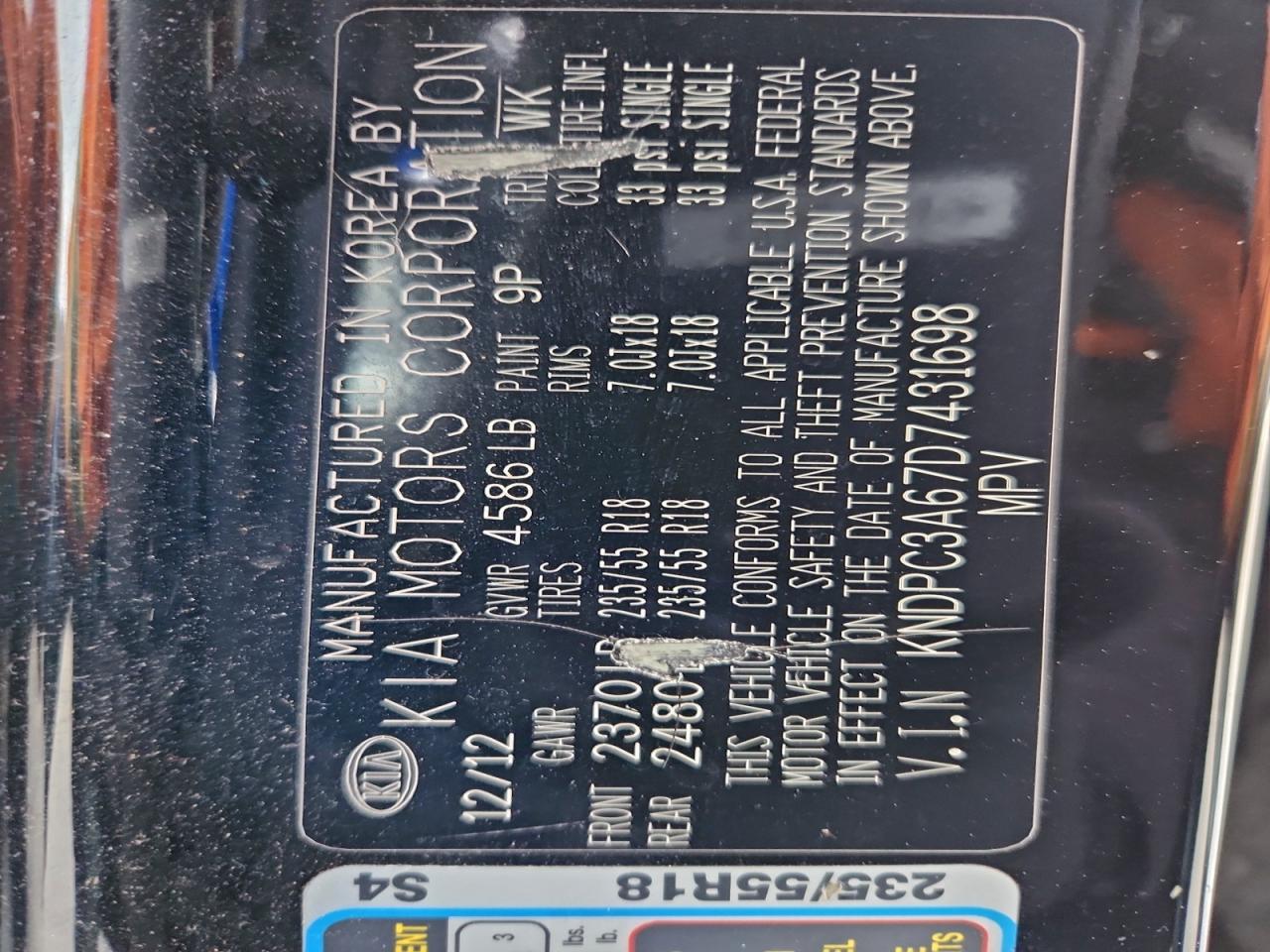 2013 Kia Sportage Sx VIN: KNDPC3A67D7431698 Lot: 95530585