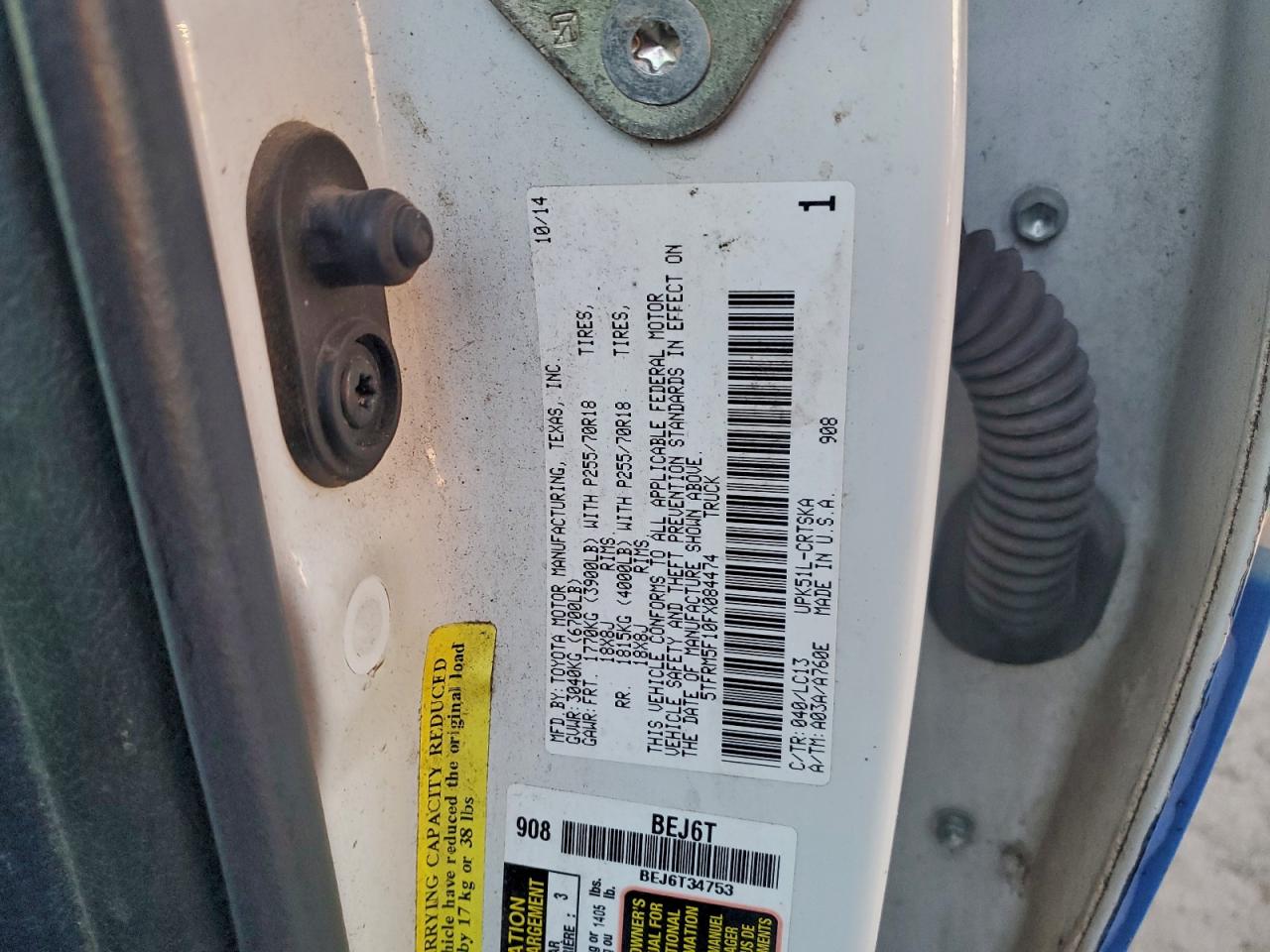 2015 Toyota Tundra Double Cab Sr VIN: 5TFRM5F10FX084474 Lot: 96959335