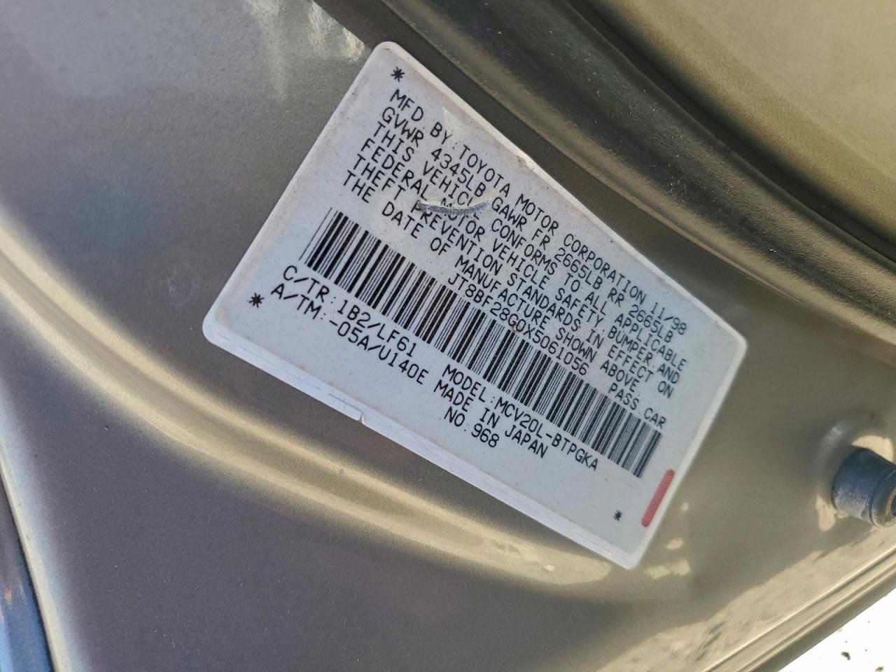 1999 Lexus Es 300 VIN: JT8BF28G0X5061056 Lot: 97270455