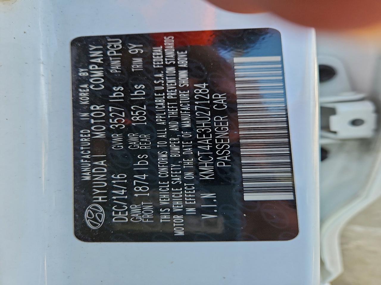 2017 Hyundai Accent Se VIN: KMHCT4AE3HU271284 Lot: 96455045