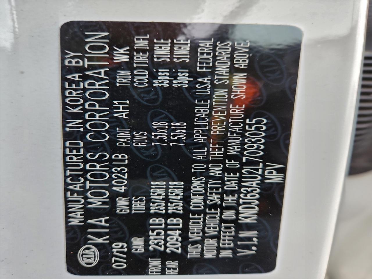 2020 Kia Soul Gt Line VIN: KNDJ63AU2L7093055 Lot: 94027355