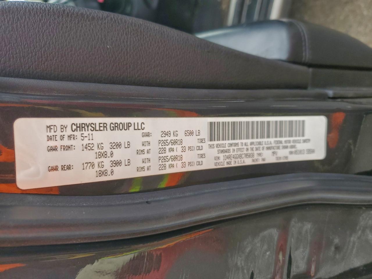 2011 Dodge Durango Crew VIN: 1D4RE4GGXBC705038 Lot: 95859795