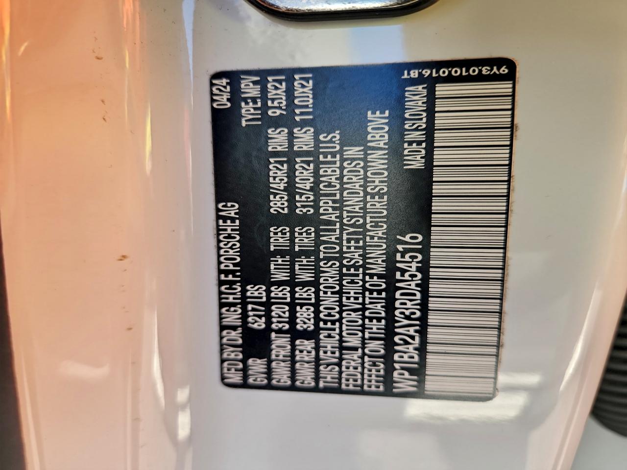 2024 Porsche Cayenne Coupe VIN: WP1BA2AY3RDA54516 Lot: 97017735