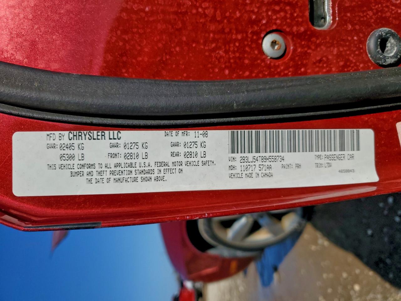 2009 Dodge Challenger R/T VIN: 2B3LJ54T89H558734 Lot: 95793865