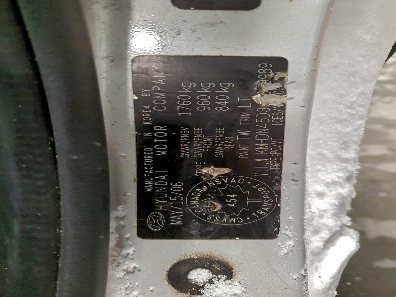 2006 Hyundai Elantra Gls VIN: KMHDN45D36U359989 Lot: 96068645