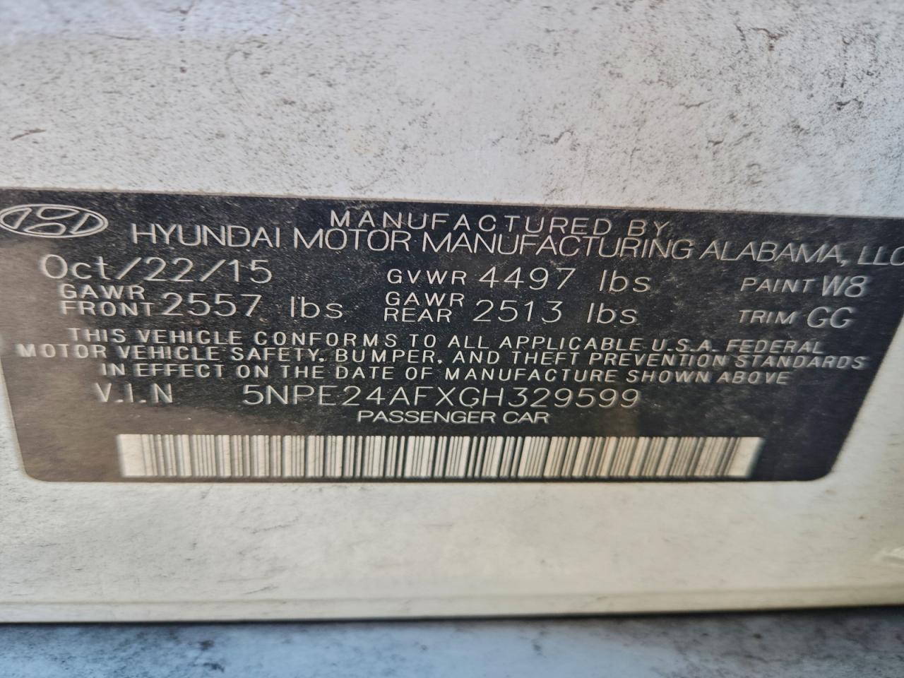 2016 Hyundai Sonata Se VIN: 5NPE24AFXGH329599 Lot: 96008585