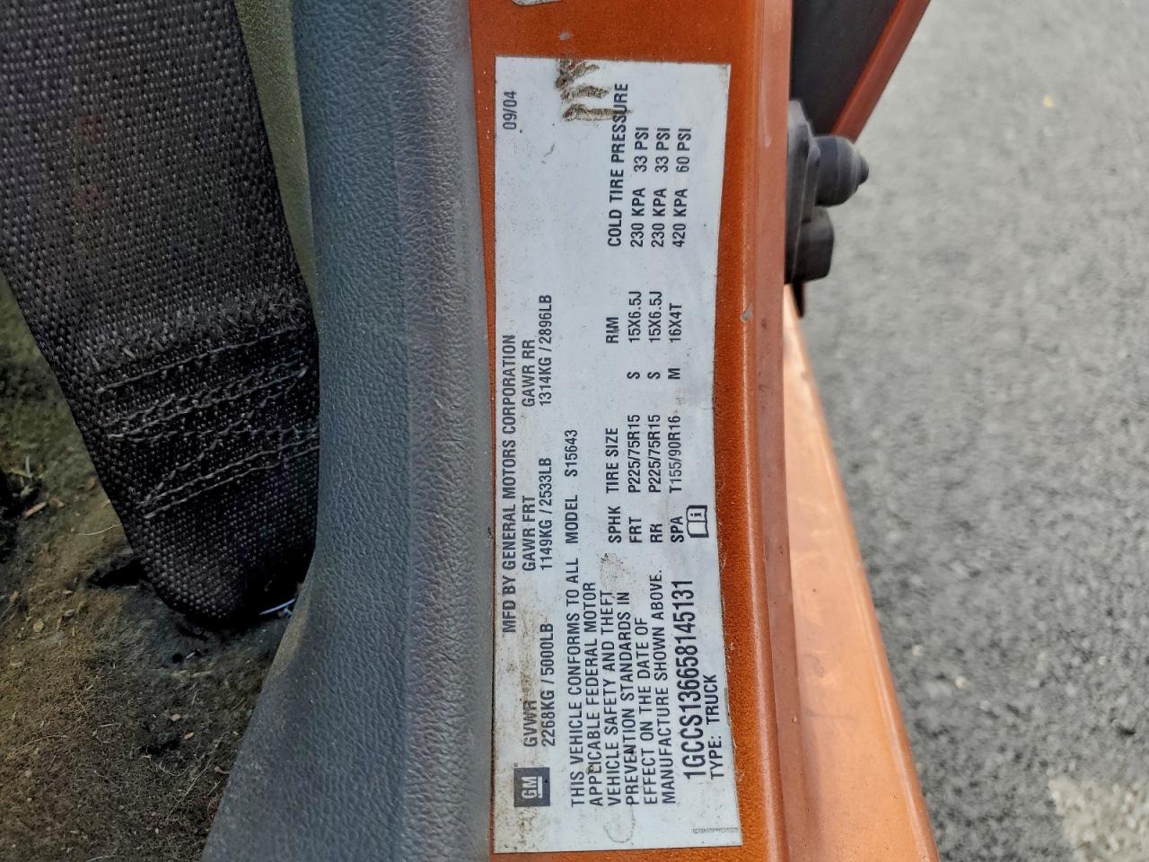 2005 Chevrolet Colorado VIN: 1GCCS136658145131 Lot: 94696375