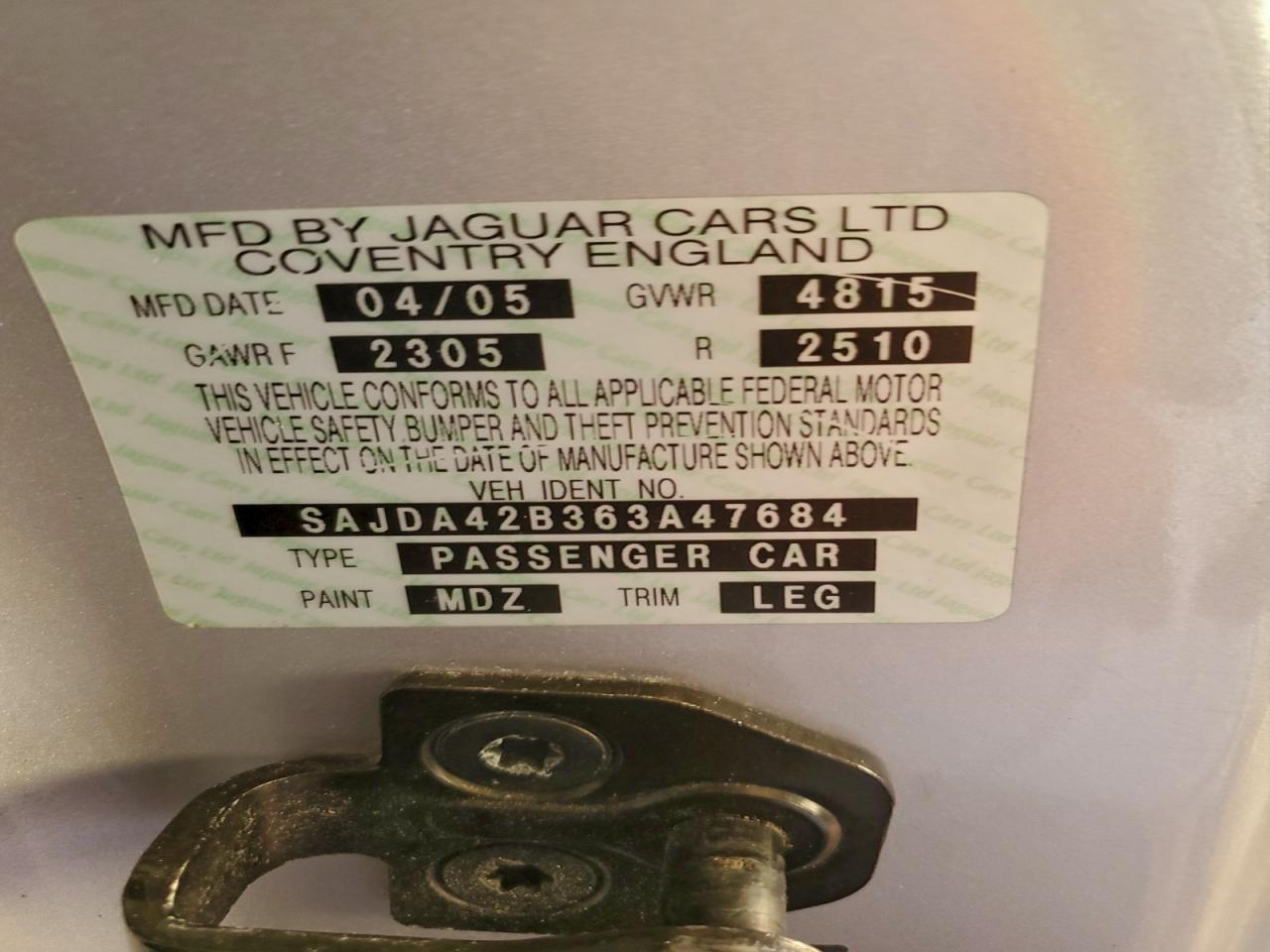 2006 Jaguar Xkr VIN: SAJDA42B363A47684 Lot: 96336725