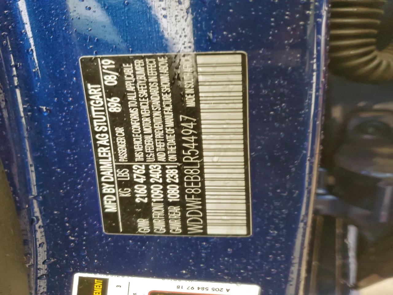 2020 Mercedes-Benz C 300 4Matic VIN: WDDWF8EB8LR544947 Lot: 94236565