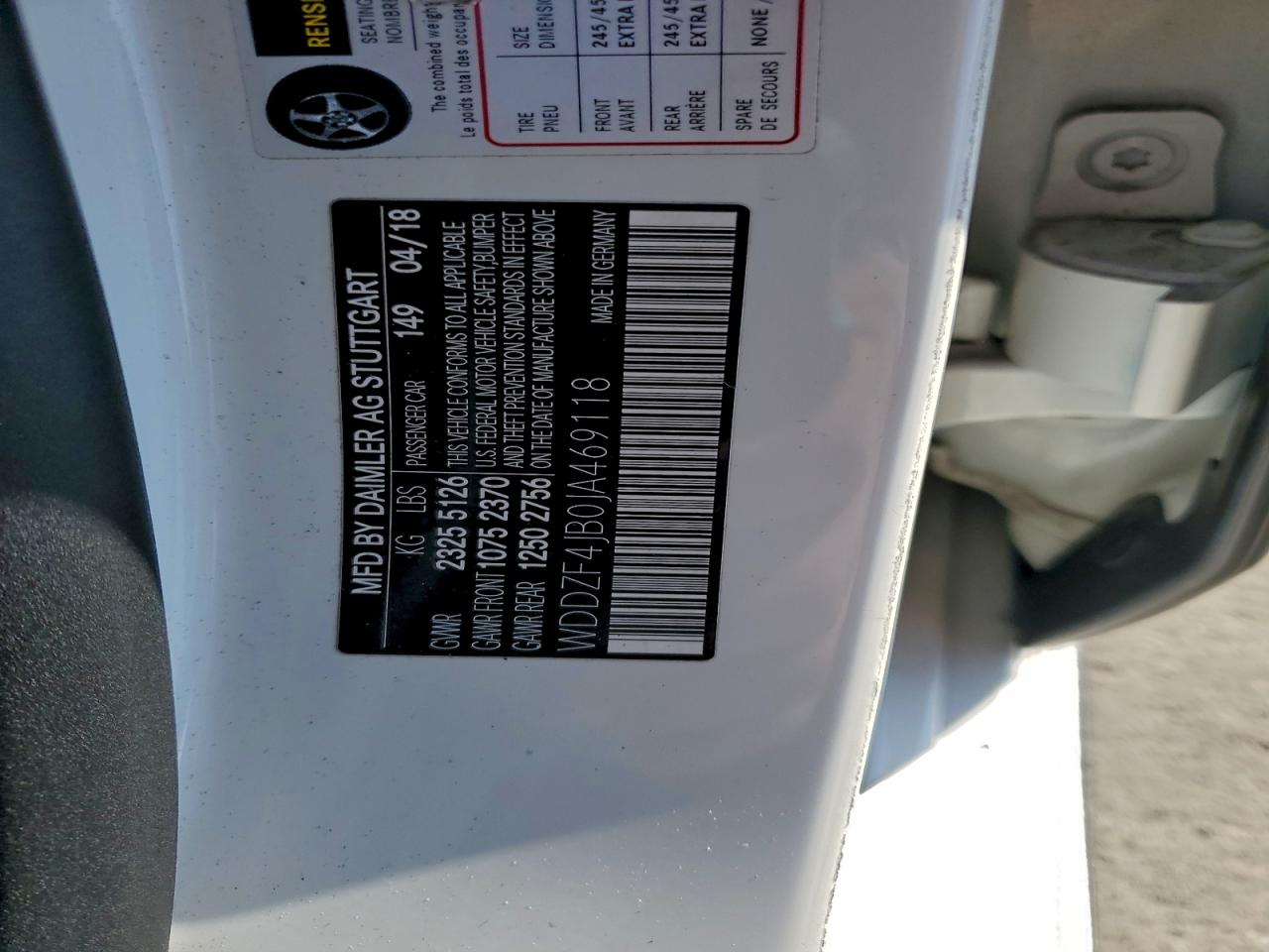 2018 Mercedes-Benz E 300 VIN: WDDZF4JB0JA469118 Lot: 95190115