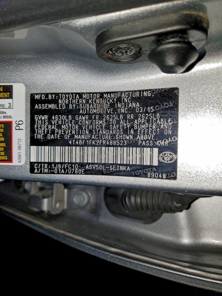 2015 Toyota Camry Le VIN: 4T4BF1FK2FR488523 Lot: 94867695