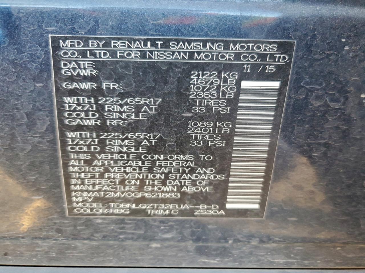 2016 Nissan Rogue S VIN: KNMAT2MV0GP621883 Lot: 94392975