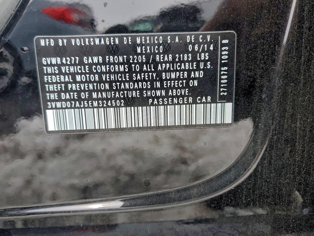 2014 Volkswagen Jetta Se VIN: 3VWD07AJ5EM324502 Lot: 97301925