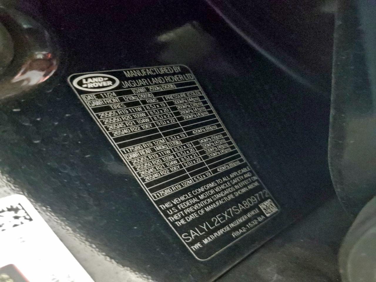 2025 Land Rover Range Rover Velar Dynamic Se VIN: SALYL2EX7SA809772 Lot: 95984755