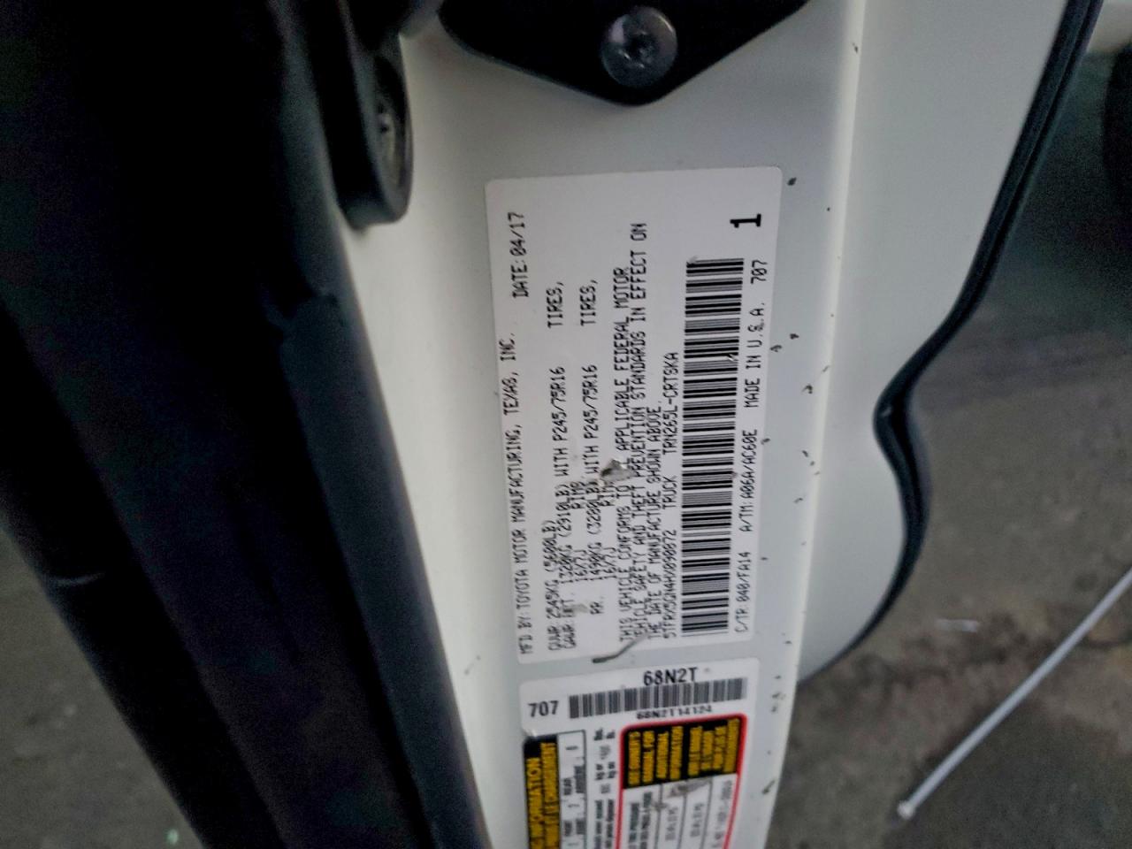 2017 Toyota Tacoma Access Cab VIN: 5TFRX5GN4HX090872 Lot: 95080365